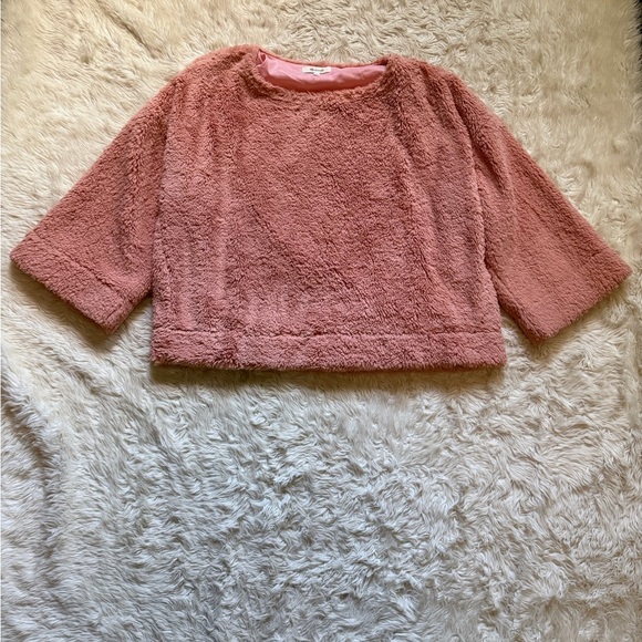 Madewell SuperFurry Top in Tinted Pink - Size Large - Picture 2 of 5